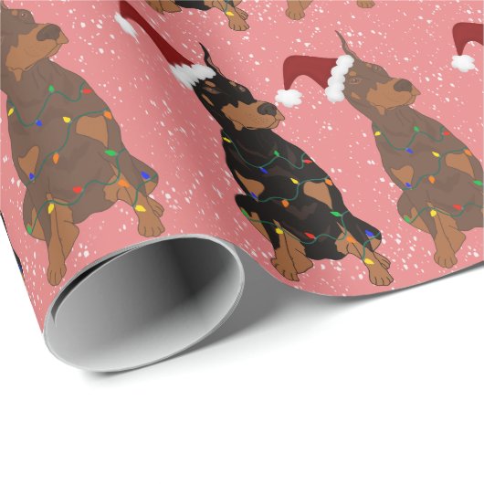 Kerstdoberman Pinscher Cadeaupapier (Rol Hoek)