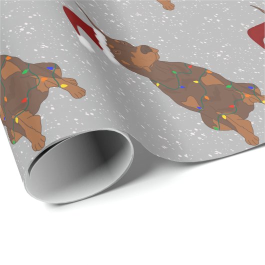 Kerstdoberman Pinscher Cadeaupapier (Rol Hoek)
