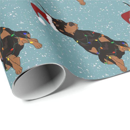 Kerstdoberman Pinscher Cadeaupapier (Rol Hoek)
