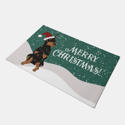 Kerstdoberman Pinscher Deurmat (Schuin)