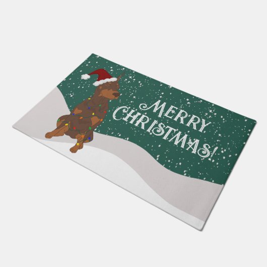 Kerstdoberman Pinscher Deurmat (Schuin)