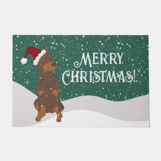 Kerstdoberman Pinscher Deurmat (Voorkant)