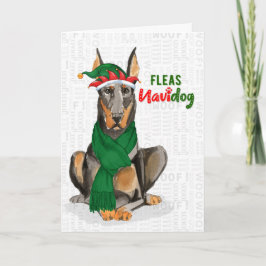 Kerstdoberman Pinscher Dog Fleas NaviDOG Feestdagen Kaart