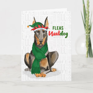 Kerstdoberman Pinscher Dog Fleas NaviDOG Feestdagen Kaart