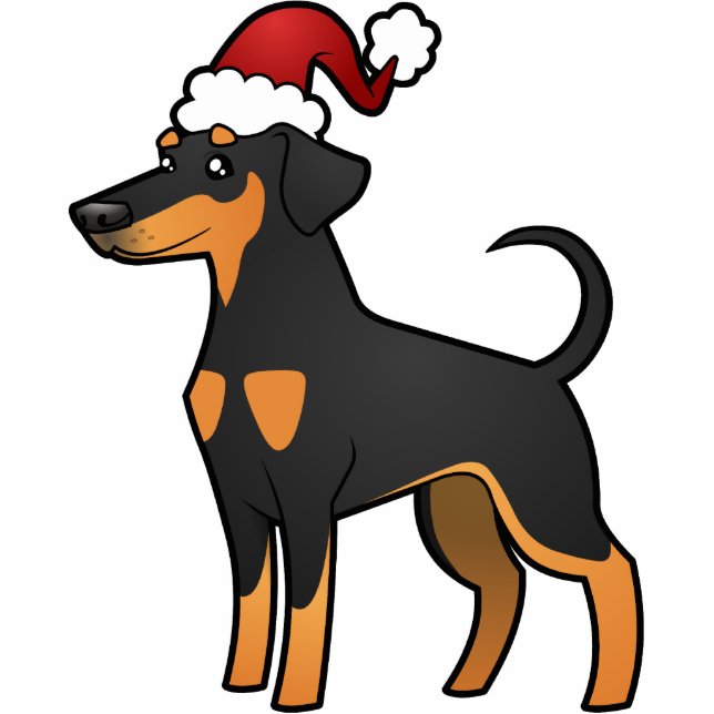 kerstdoberman Pinscher (floppy ears) Fotobeeldje Ornament (Voorkant)