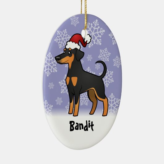 kerstdoberman Pinscher (floppy ears) Keramisch Ornament (Rechts)