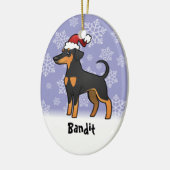 kerstdoberman Pinscher (floppy ears) Keramisch Ornament (Links)