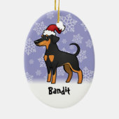 kerstdoberman Pinscher (floppy ears) Keramisch Ornament (Achterkant)