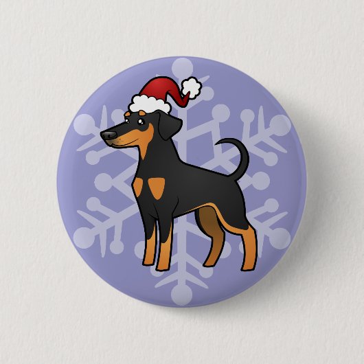kerstdoberman Pinscher (floppy ears) Ronde Button 5,7 Cm (Voorkant)