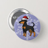 kerstdoberman Pinscher (floppy ears) Ronde Button 5,7 Cm (Voorkant /achterkant)