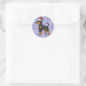 kerstdoberman Pinscher (floppy ears) Ronde Sticker (Tas)