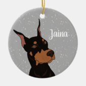 Kerstdoberman Pinscher Keramisch Ornament (Voorkant)