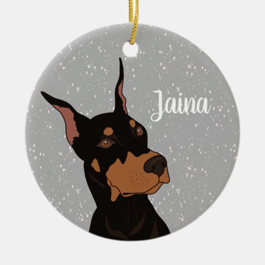 Kerstdoberman Pinscher Keramisch Ornament (Voorkant)