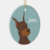 Kerstdoberman Pinscher Keramisch Ornament (Rechts)