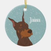 Kerstdoberman Pinscher Keramisch Ornament (Voorkant)