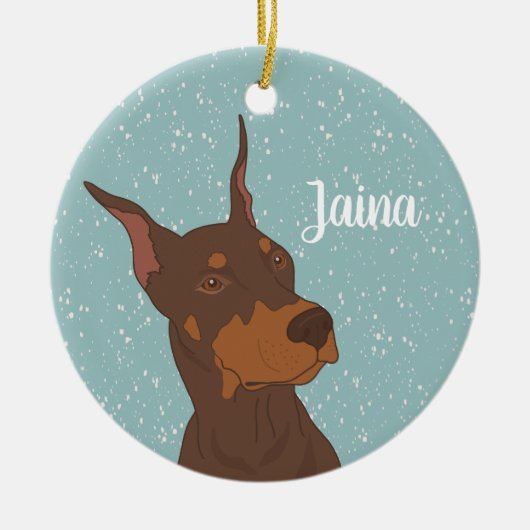 Kerstdoberman Pinscher Keramisch Ornament (Voorkant)