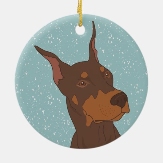 Kerstdoberman Pinscher Keramisch Ornament (Achterkant)