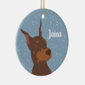 Kerstdoberman Pinscher Keramisch Ornament (Rechts)