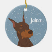 Kerstdoberman Pinscher Keramisch Ornament (Voorkant)