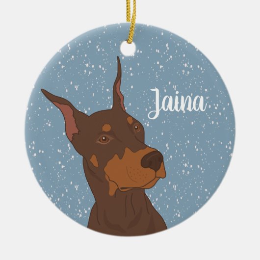 Kerstdoberman Pinscher Keramisch Ornament (Voorkant)