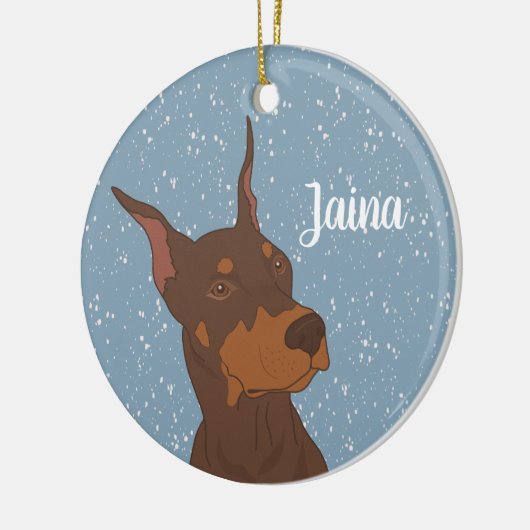 Kerstdoberman Pinscher Keramisch Ornament (Links)