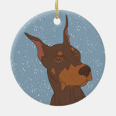 Kerstdoberman Pinscher Keramisch Ornament (Achterkant)