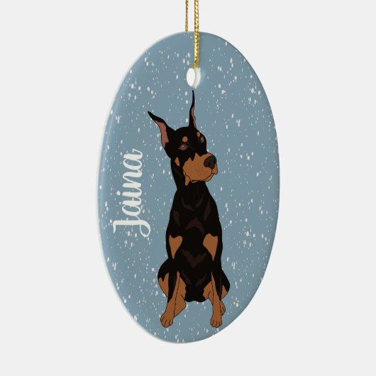 Kerstdoberman Pinscher Keramisch Ornament (Rechts)