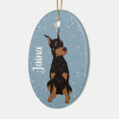 Kerstdoberman Pinscher Keramisch Ornament (Links)