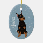 Kerstdoberman Pinscher Keramisch Ornament (Voorkant)