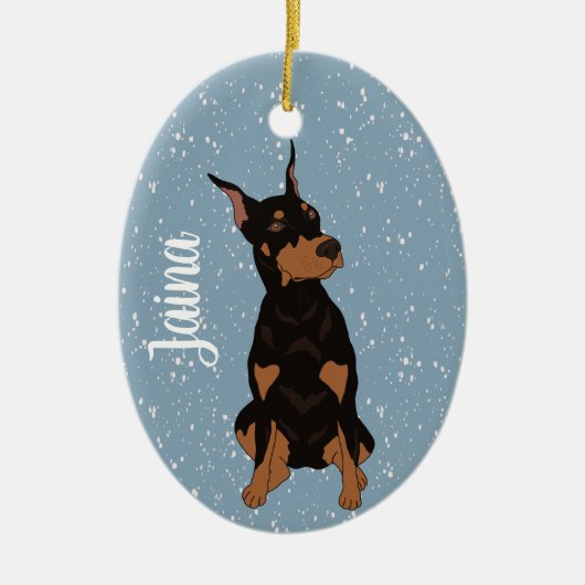 Kerstdoberman Pinscher Keramisch Ornament (Voorkant)