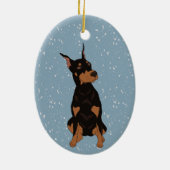 Kerstdoberman Pinscher Keramisch Ornament (Achterkant)