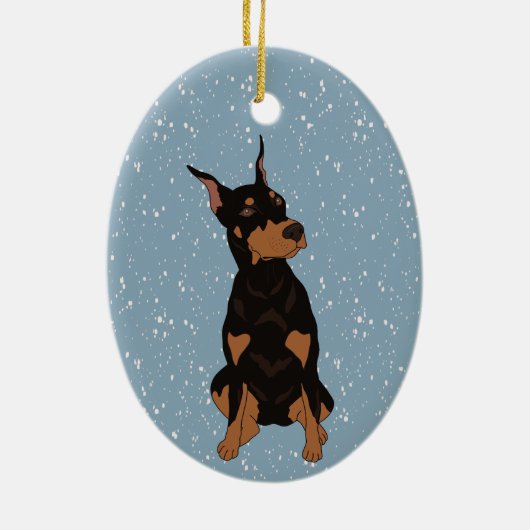 Kerstdoberman Pinscher Keramisch Ornament (Achterkant)