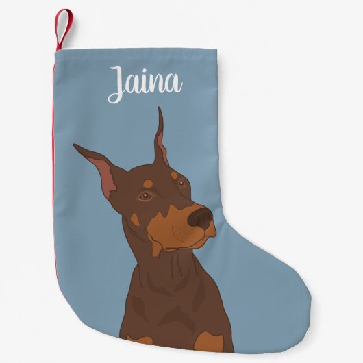 Kerstdoberman Pinscher Kleine Kerstsok (Voorkant)