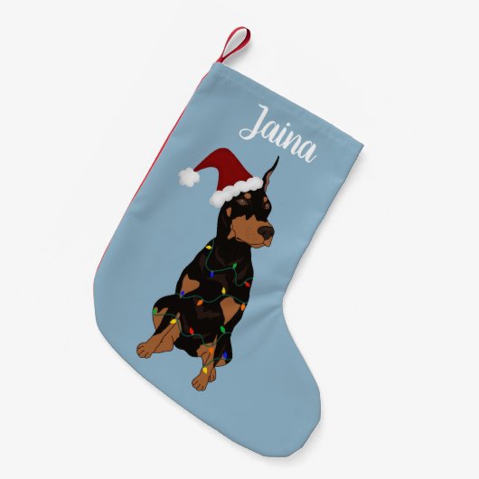 Kerstdoberman Pinscher Kleine Kerstsok (Voorkant (Hangend))