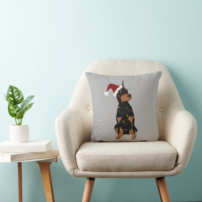 Kerstdoberman Pinscher Kussen (Stoel)