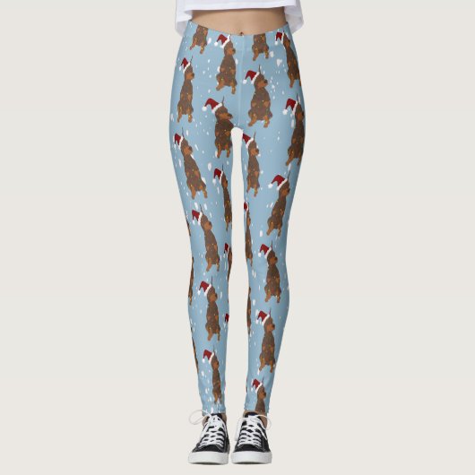 Kerstdoberman Pinscher Leggings (Voorkant)