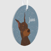 Kerstdoberman Pinscher Ornament (voorkant)