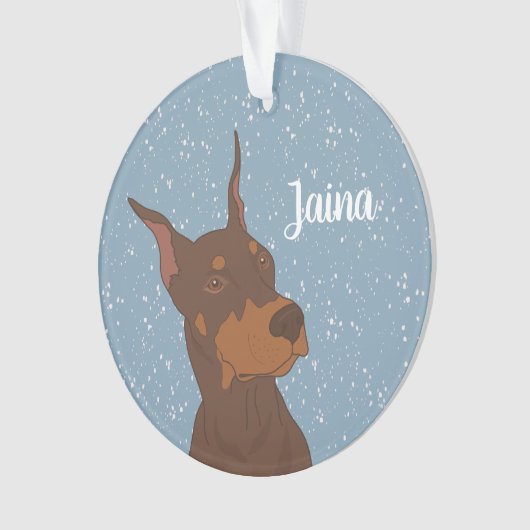Kerstdoberman Pinscher Ornament (voorkant)