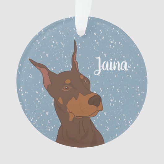 Kerstdoberman Pinscher Ornament (voorkant)