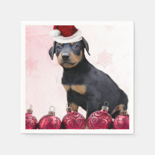 Kerstdoberman Pinscher puppy Servetten