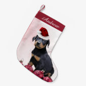 Kerstdoberman Pinscher puppy stocking Kleine Kerstsok (Voorkant (Hangend))