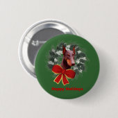 Kerstdoberman Wreath Bow Holiday Button Pin (Voorkant /achterkant)