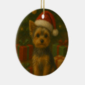 Kerstdog Yorkie Keramisch Ornament (Rechts)