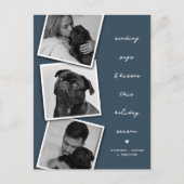 Kerstdogfoto collage met pugs en kussen feestdagenkaart (Voorkant)