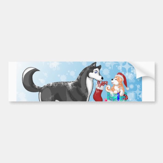 Kerstdoggies! Bumpersticker (Voorkant)