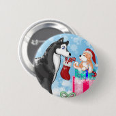 Kerstdoggies! Ronde Button 5,7 Cm (Voorkant /achterkant)