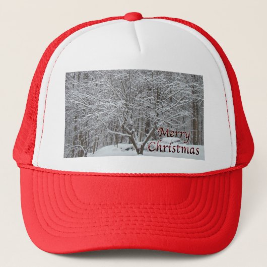 Kerstdoghoutboom in sneeuw trucker pet (Voorkant)