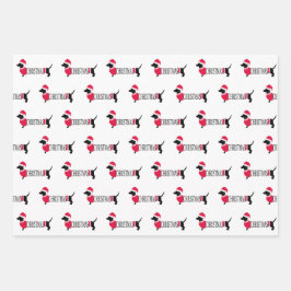 kerstdogs Cute Graphic Dachshunds, 3-delige flauwe Inpakpapier Vel