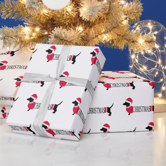kerstdogs Cute Graphic Dachshunds Fun Cadeaupapier (Feestdagen)