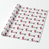 kerstdogs Cute Graphic Dachshunds Fun Cadeaupapier (Uitgerold)